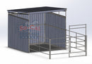 3-Sided Enclosed 12x24 Stall with 12x12 Sloped Shelter (4 Rail) 14 Gauge-1