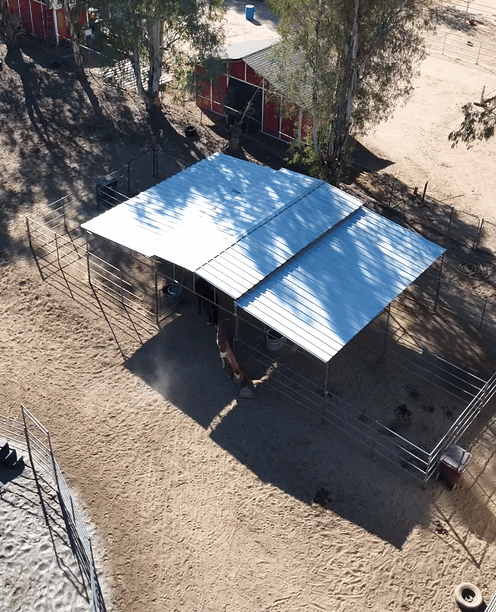 Mare Motel with (4) 12x24 Stalls and 12ft Breezeway 4-Rail *LIMITED TIME SALE ON THIS MOTEL ONLY*