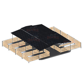 Mare Motel with (8) 12x24 Stalls and 12ft Breezeway (With Wood Insertable Panels) 5-Rail