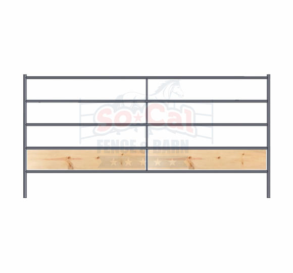 Premium 10x5 Horse Corral Panel WOOD INSERTABLE (5 Rail) 1-5/8" 14 Gauge
