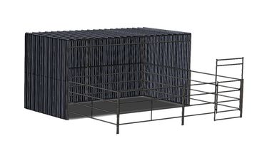 3-Sided Enclosed 24x24 Stall with 12x24 Shelter (5 Rail) 14 Gauge