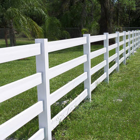 White Vinyl Ranch Rail Horse Fence 3-Rail and 4-Rail
