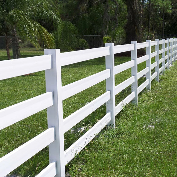White Vinyl Ranch Rail Horse Fence 3-Rail and 4-Rail